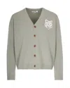 Maison Kitsuné Fox Motif Buttoned Cardigan In Gray