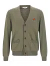 Maison Kitsuné Fox-head Patch Pocket Cardigan In Green