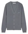 Maison Kitsuné Bold Fox Head Patch Comfort Ribbed Cardigan In Grey
