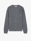 Maison Kitsuné Bold Fox Head Patch Comfort Ribbed Cardigan In Grey