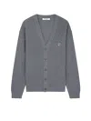 Maison Kitsuné Bold Fox Head Patch Comfort Ribbed Cardigan In Grey