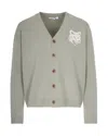 Maison Kitsuné Fox Motif Buttoned Cardigan In Gray