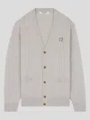 Maison Kitsuné Logo-embroidered Wool Cardigan In Grey
