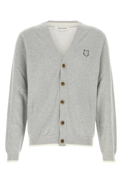 Maison Kitsuné Maison Kitsune Melange Grey Cotton Cardigan In H150