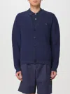 Maison Kitsuné Cotton Blend Cardigan With Iconic Frontal Patch In Blue