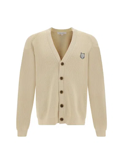 Maison Kitsuné Logoed Cardigan In Beige