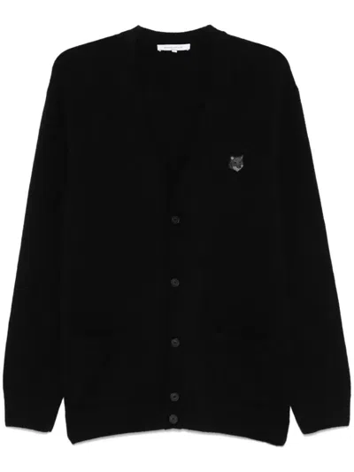 Maison Kitsuné Cardigan With Bold Fox Head Application In Black