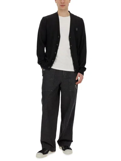 Maison Kitsuné Cardigan With Fox Patch In Black