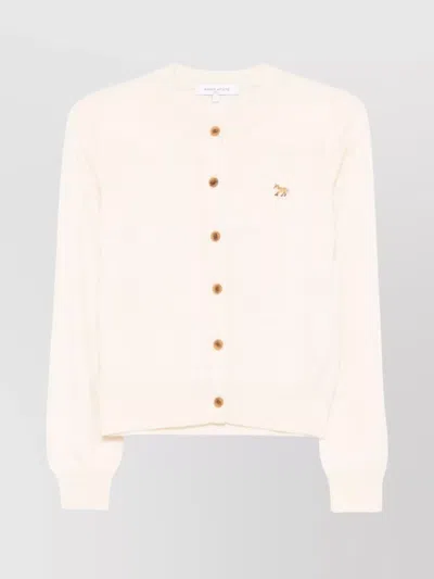 MAISON KITSUNÉ CARDIGAN WOOL EMBROIDERED DETAIL