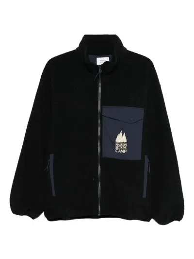 Maison Kitsuné Casual Fleece Zipped Jacket In Black
