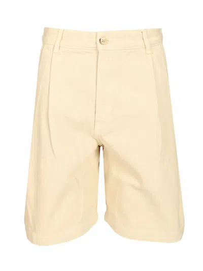 Maison Kitsuné Casual Pleated Bermuda Trousers Beige