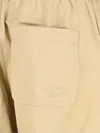 Maison Kitsuné Straight Trousers With Elastic Waistband And Pockets In Beige
