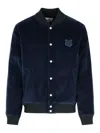 Maison Kitsuné Teddy Navy Cotton Bomber Jacket In Dark Blue