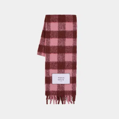 Maison Kitsuné Check Brushed Scarf In Pink