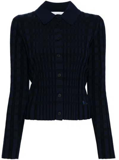 Maison Kitsuné Checked Knitted Shirt In Black