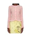Maison Kitsuné Pink Checked Ribbed Cardigan In Pink
