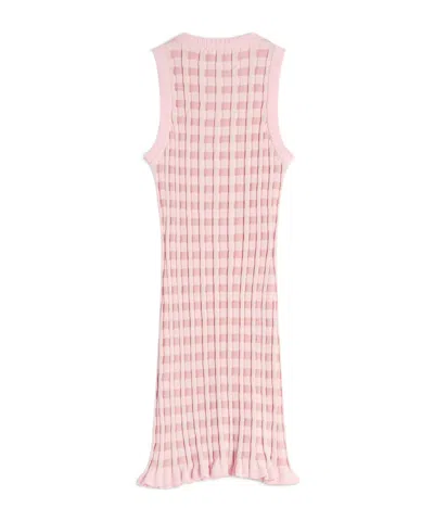 Maison Kitsuné Checked Ribbed Short Dress In Fraise