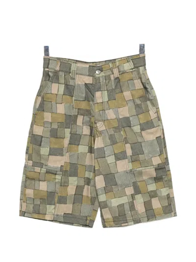Maison Kitsuné Checked Shorts In Green