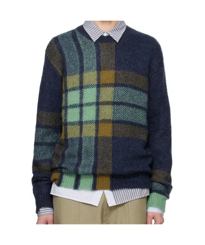 Maison Kitsuné Checked Sweater In Blue