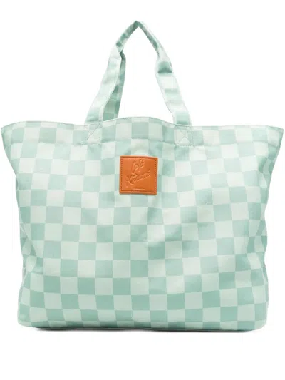 Maison Kitsuné Checkerboard-print Tote Bag In Green