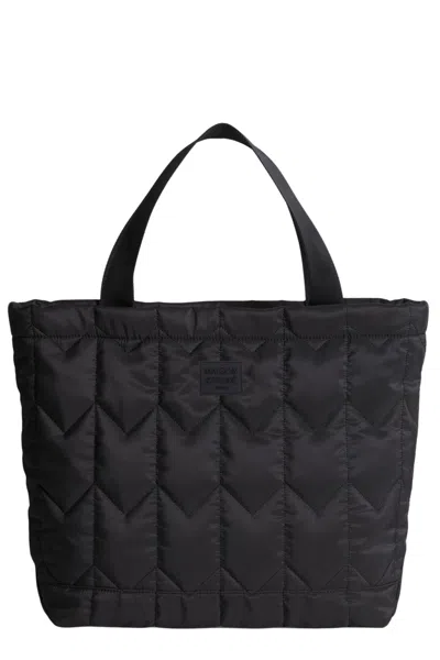 Maison Kitsuné Chevron Quilted Large Tote In Black