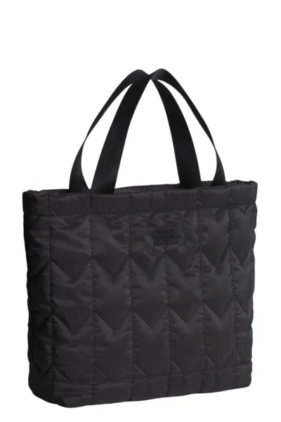 Maison Kitsuné Chevron Quilted Large Tote With Dual Handles And Zip Closure In Black