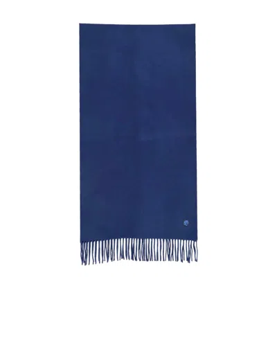 Maison Kitsuné Chillax Fox-motif Wool Scarf In Blue