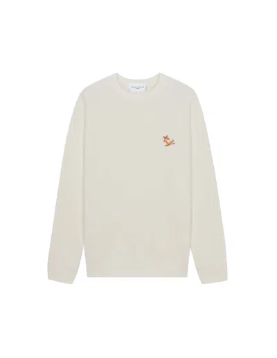 Pre-owned Maison Kitsuné Chillax Fox Patch Classic Sweatshirt In Ecru