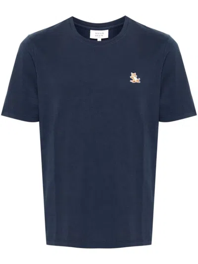 Maison Kitsuné Chillax Fox Patch Regular T-shirt Clothing In Blue