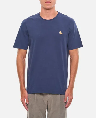 Maison Kitsuné Chillax Fox Patch Regular Tee Shirt In Blue