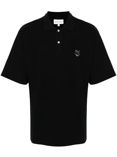 Maison Kitsuné Black Cotton Polo Shirt