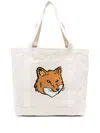 Maison Kitsuné Printed Cotton Tote Bag In Nude & Neutrals