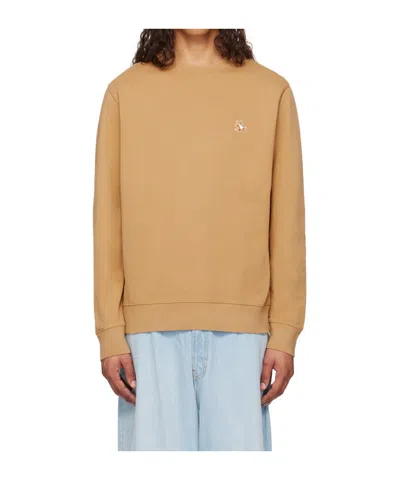 Maison Kitsuné Sweatshirt With Logo Patch In Brown