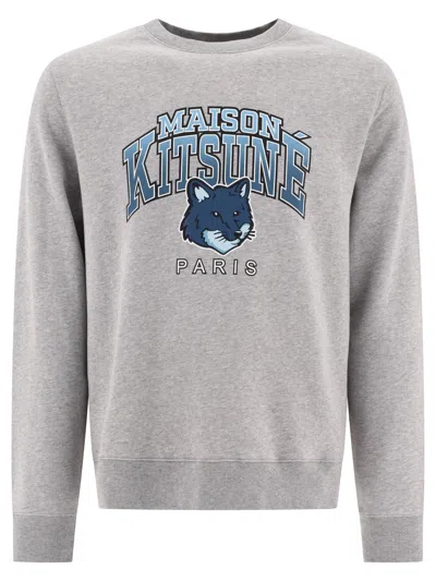 Maison Kitsuné Classic Campus Sweatshirt In Grey For Men In Gray