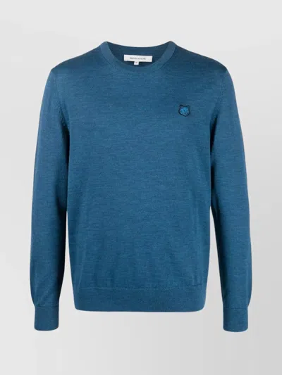 Maison Kitsuné Classic Ribbed Crewneck Sweater In Blue