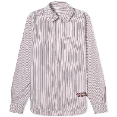 Maison Kitsuné Striped Cotton Shirt In White