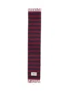 Maison Kitsuné Striped Logo Scarf Fringed Edges In Brown