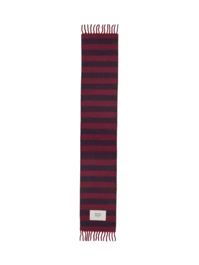MAISON KITSUNÉ CLASSIC STRIPED SCARF WITH LOGO TAG