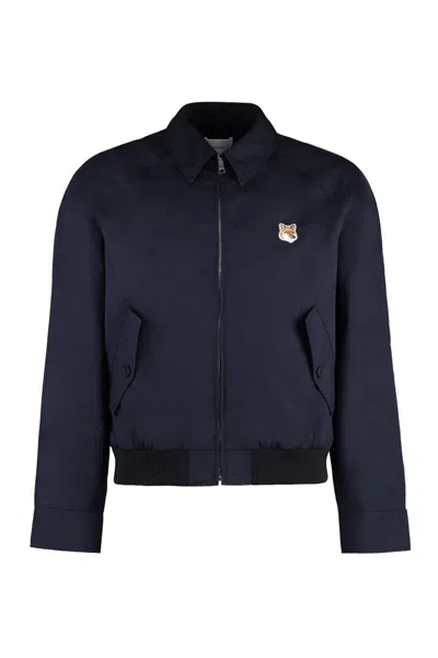 Maison Kitsuné Cotton Bomber Jacket In Blue