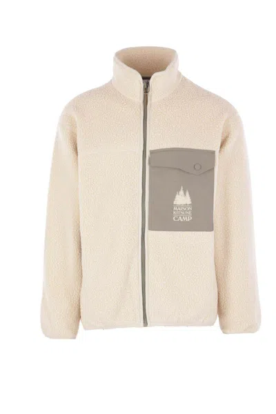 Maison Kitsuné Casual Fleece Zipped Jacket In Neutral