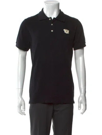 Pre-owned Maison Kitsuné Collar Short Sleeve Polo Shirt In Black