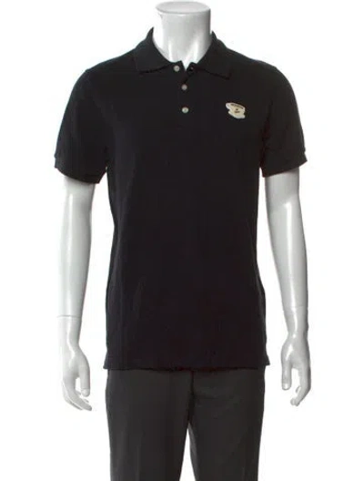 Pre-owned Maison Kitsuné Collar Short Sleeve Polo Shirt In Black