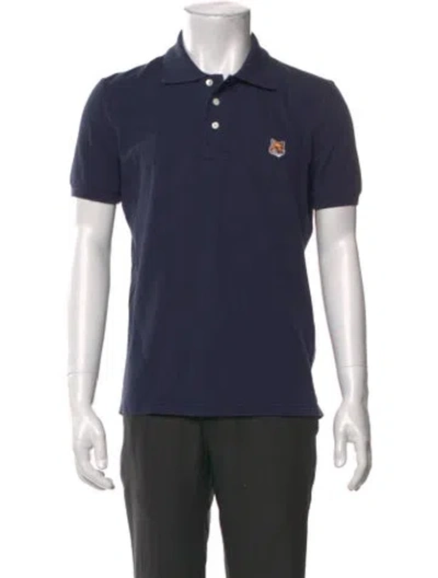 Pre-owned Maison Kitsuné Collar Short Sleeve Polo Shirt In Blue