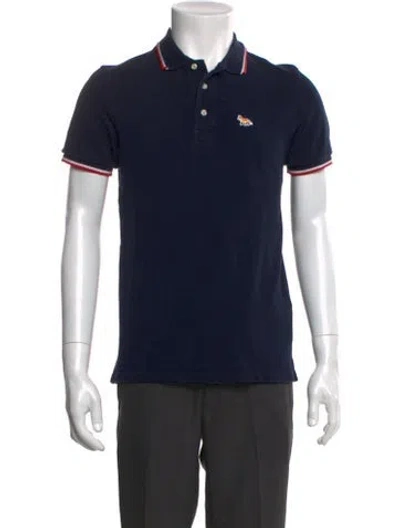 Pre-owned Maison Kitsuné Collar Short Sleeve Polo Shirt In Blue
