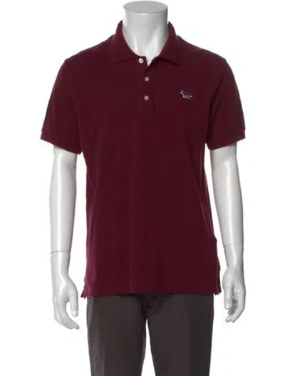 Pre-owned Maison Kitsuné Collar Short Sleeve Polo Shirt In Burgundy
