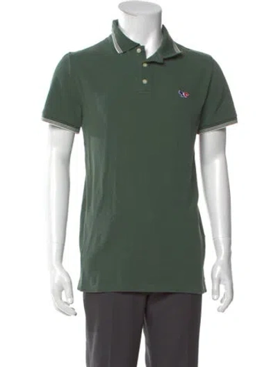Pre-owned Maison Kitsuné Collar Short Sleeve Polo Shirt In Green