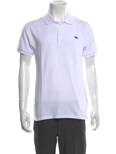 Pre-owned Maison Kitsuné Collar Short Sleeve Polo Shirt In White