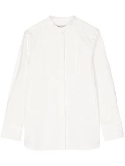 Maison Kitsuné Collarless Cotton Shirt In White