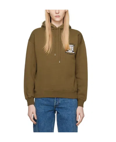 Maison Kitsuné College Fox Hooded Sweater In Green