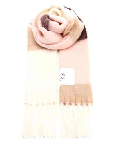 Maison Kitsuné Color Block Scarf In Pink